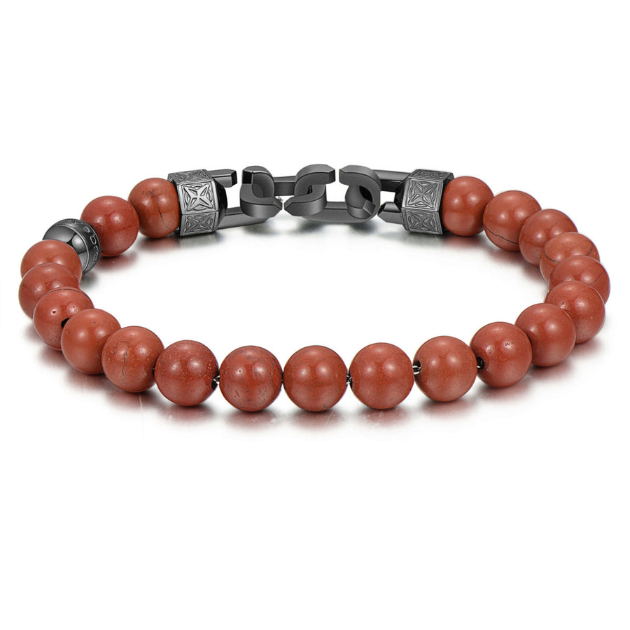 Shanti Beads Bracelet (Red & Gun Metal)