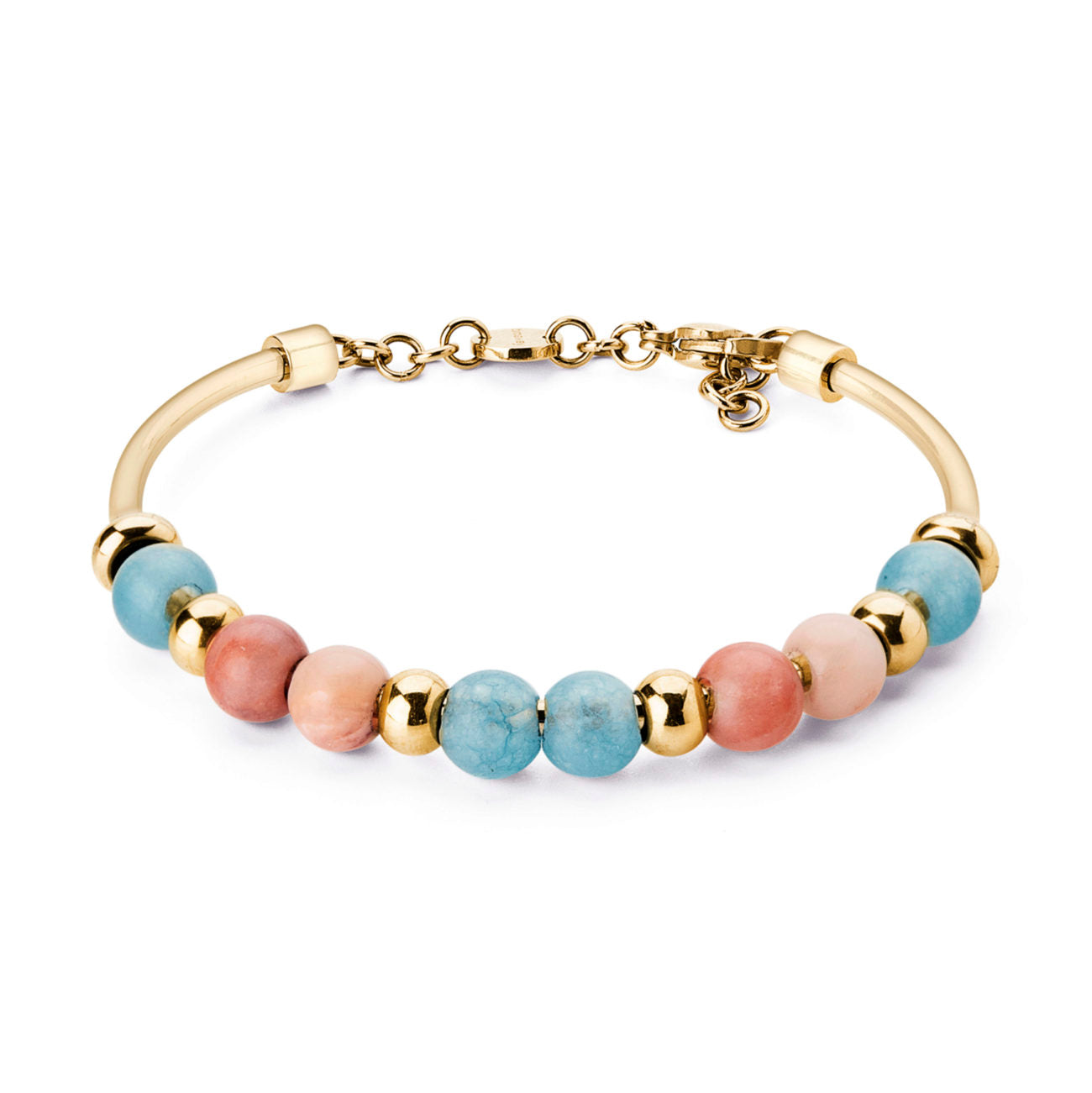 Très Jolie Aventurine and Malay Jade Stones Bangle Bracelet (Gold) | Brosway Italia | Luby 