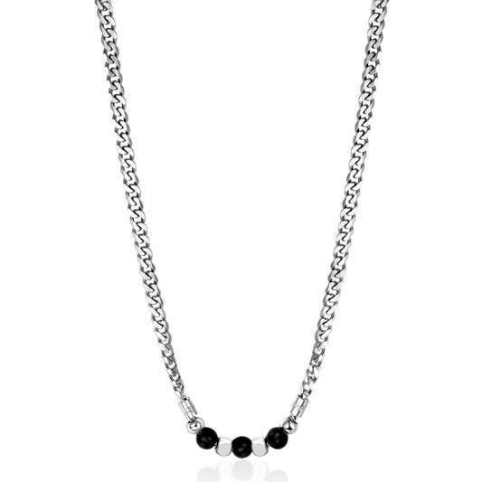 TJ Man Onyx Stones Necklace (Silver/Black) | Brosway Italia | Luby 