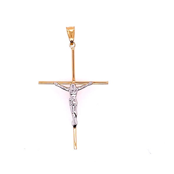 Long Cross Two-Tone 14k Gold Pendant | Luby Gold Collection | Luby 