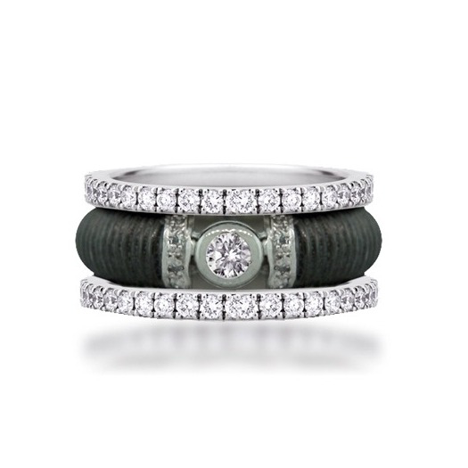 Silver-Black Ring Set With CZ