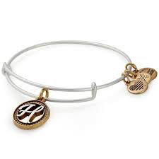 Two-Tone Letter H Charm Bangle Bracelet (Silver/Gold) | Alex and Ani | Luby 