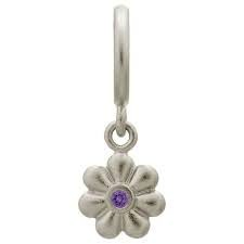 Amethyst Flower Dream Dot Charm (Silver/Purple)