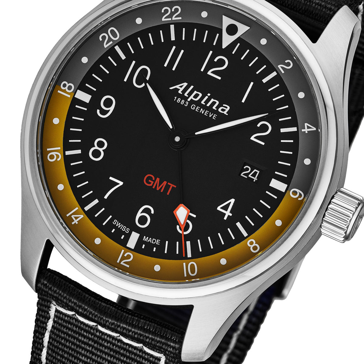 Startimer Pilot GMT (Black-Yellow) | Alpina | Luby 