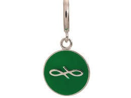 Dije de moneda sin fin verde (plata/verde)