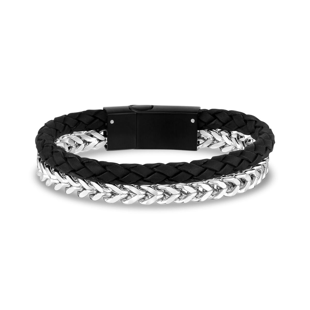 Leather + Franco Link Bracelet | ARZ Steel | Luby 