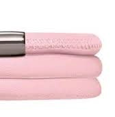Brazalete de cuero con triple vuelta de rosa (plata/rosa)