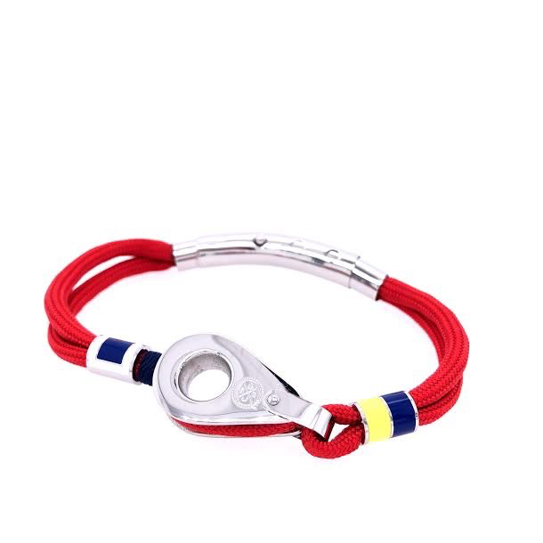 Red Double Cord with Silver Pulley and Nautical Flags Charms Bracelet (Red/Silver) | Seaknots | Luby 
