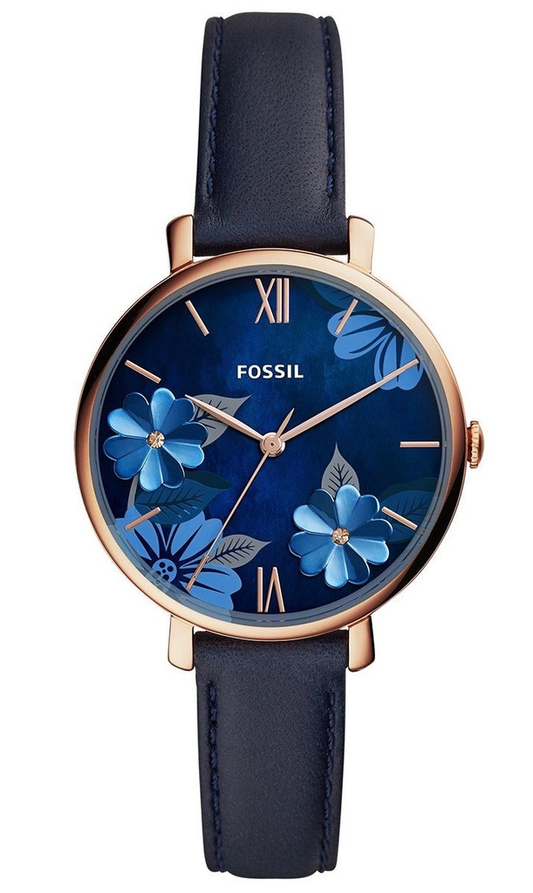 Ladies Jacqueline Watch (Blue/Rose-Gold) | Fossil | Luby 