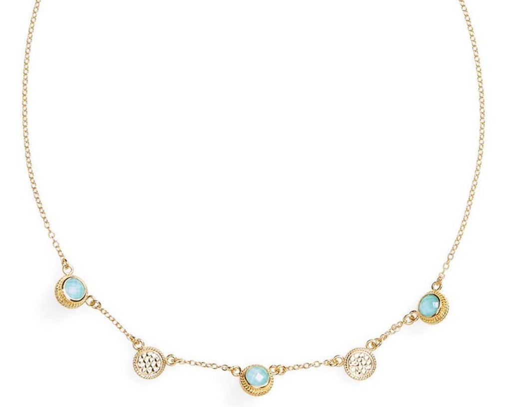 Turquoise Stone Collar Necklace (Gold) | Anna Beck | Luby 