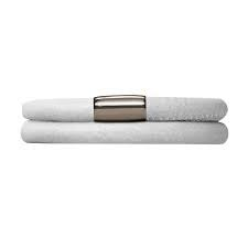 Brazalete de cuero blanco de doble vuelta (plata/blanco)