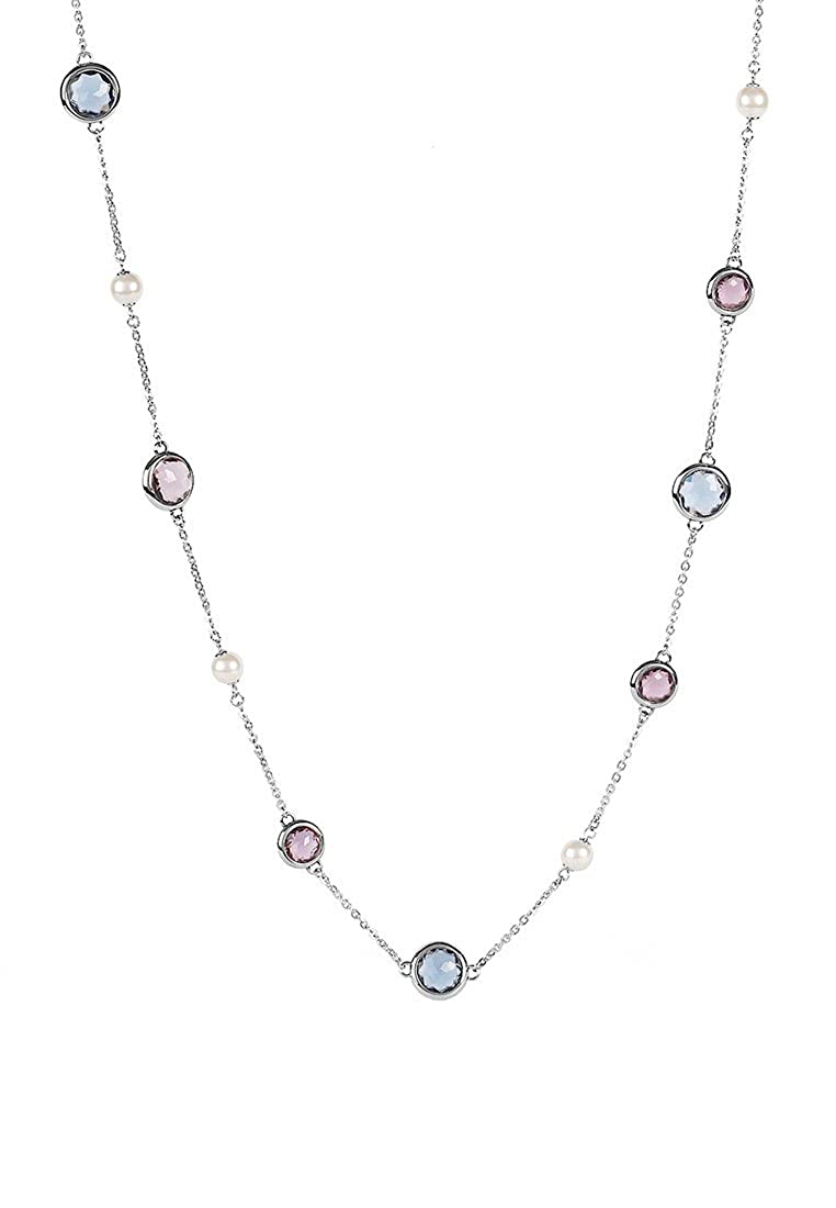 Catherine Pearl and Crystals Steel Pendant Necklace (Silver) | Brosway Italia | Luby 