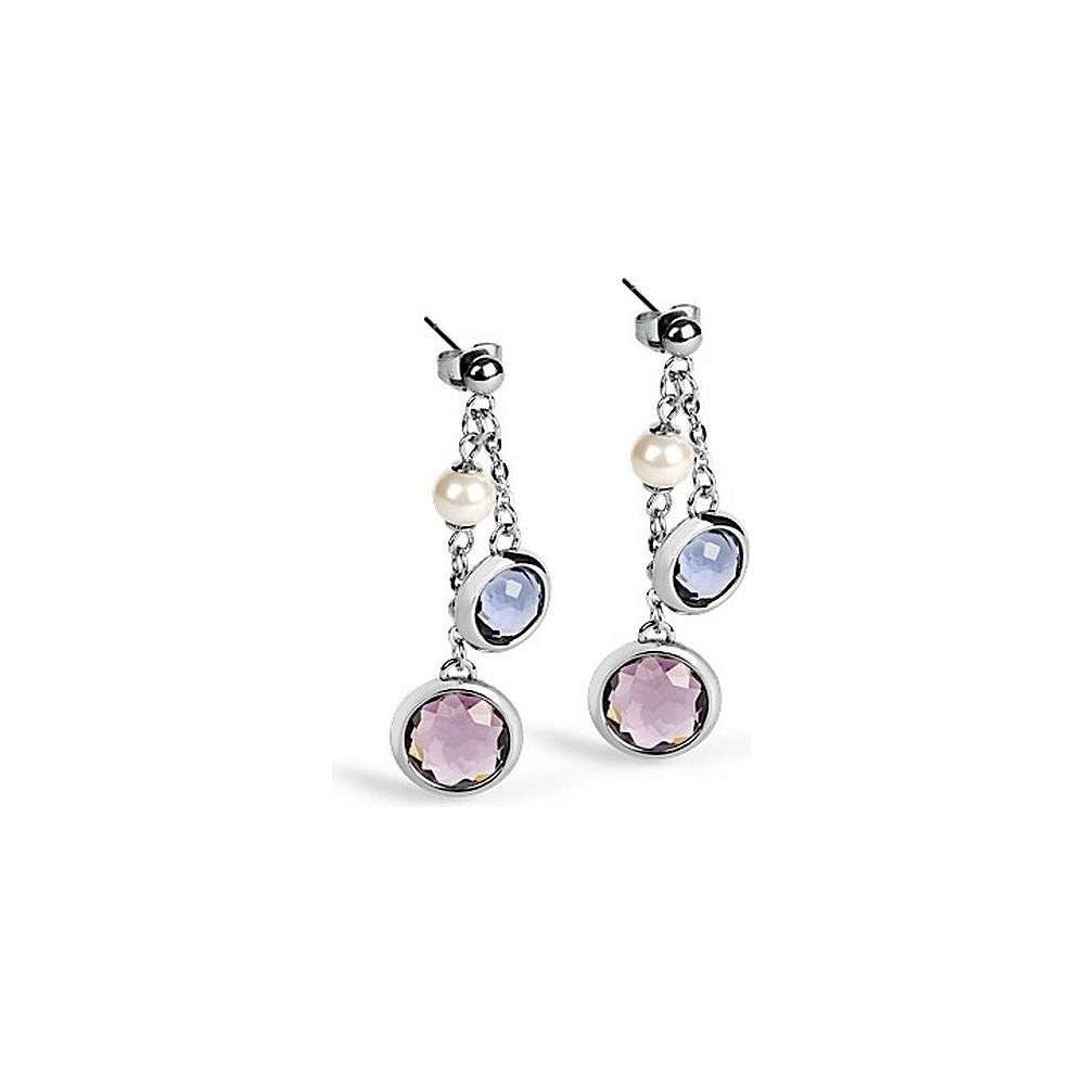 Catherine Pearl and Crystals Steel Earrings (Silver) | Brosway Italia | Luby 