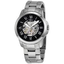 Grant Automatic Skeleton Watch (Silver) | Fossil | Luby 