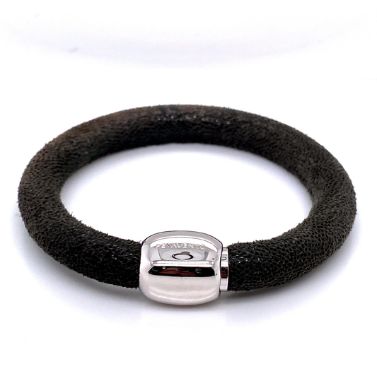 Silver Black Leather Bracelet | Pesavento | Luby 