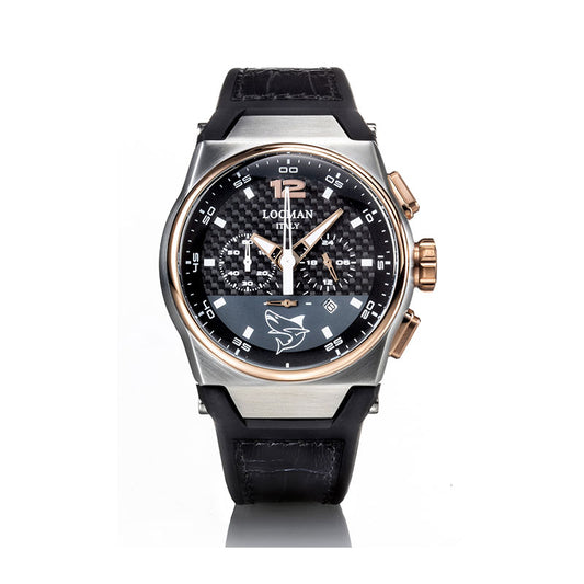 Round Mare Chrono Black Silicone and Leather Watch | Locman | Luby 