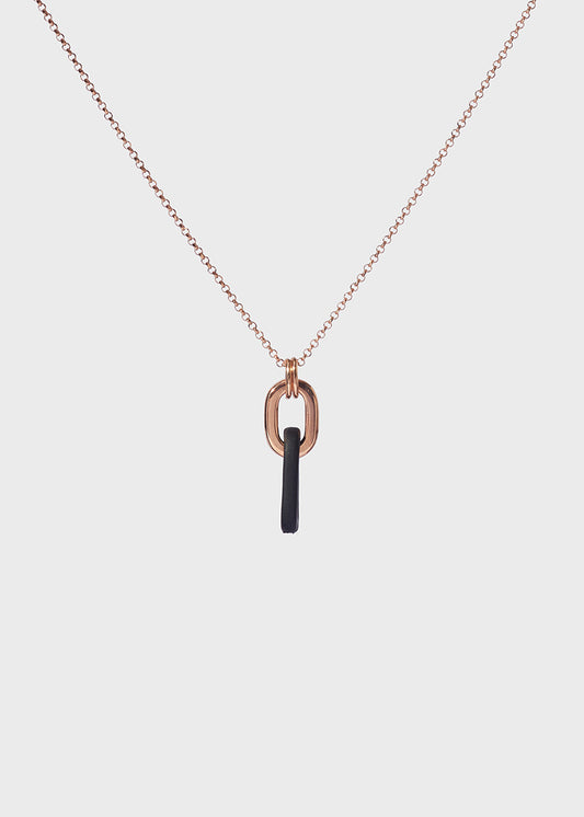 Black & Rose Gold Oval Necklace | Marcello Pane | Luby 