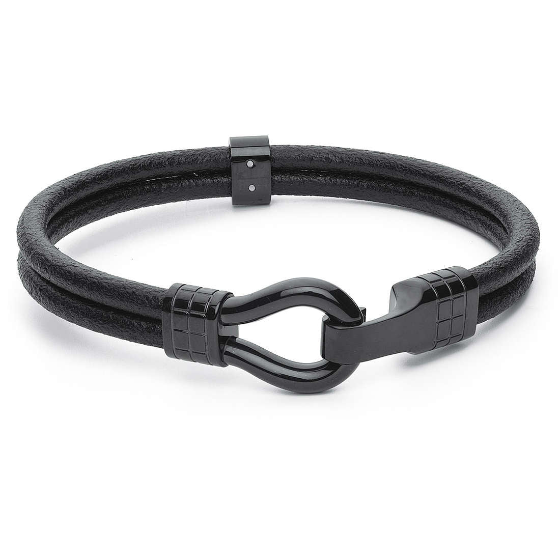 Clint Black Leather Bracelet (Black) | Brosway Italia | Luby 