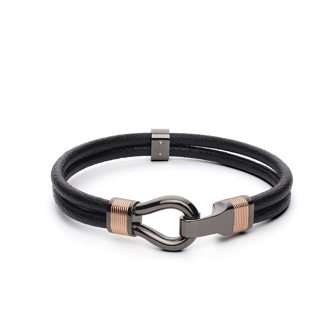 Clint Black Leather Bracelet (Silver/Rose-Gold) | Brosway Italia | Luby 