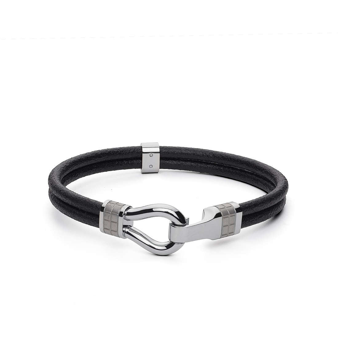 Clint Leather Bracelet (Black/Silver) | Brosway Italia | Luby 
