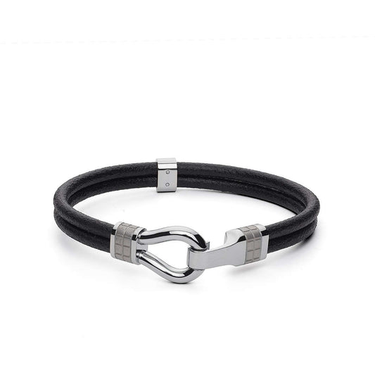 Clint Leather Bracelet (Black/Silver) | Brosway Italia | Luby 