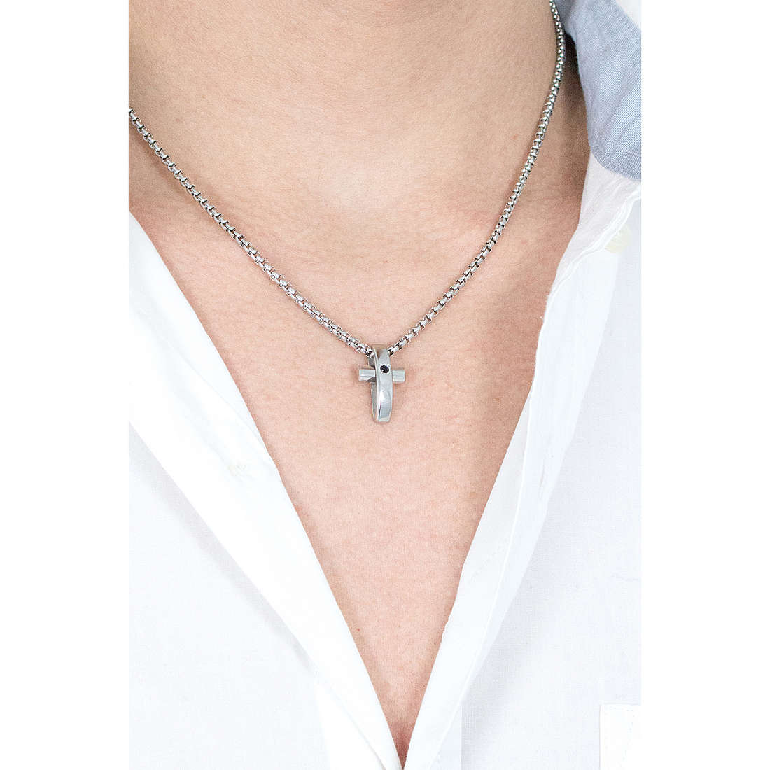 Crux Silver Cross Necklace (Silver) | Brosway Italia | Luby 