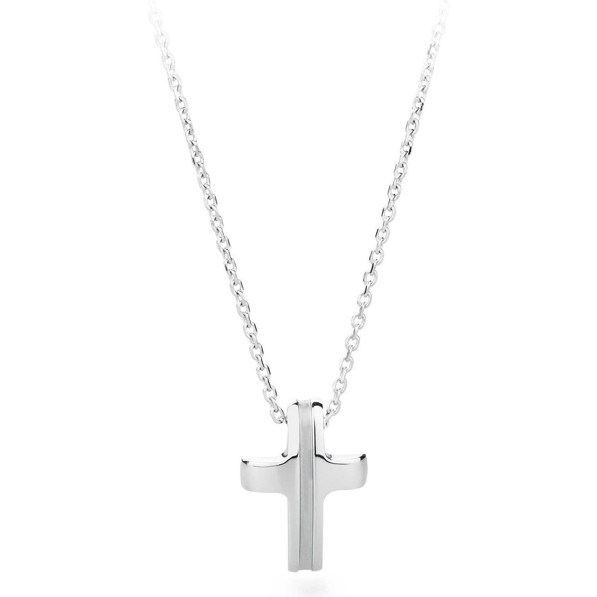 Lounge Black Cross Pendant Necklace (Black-Silver) | Brosway Italia | Luby 