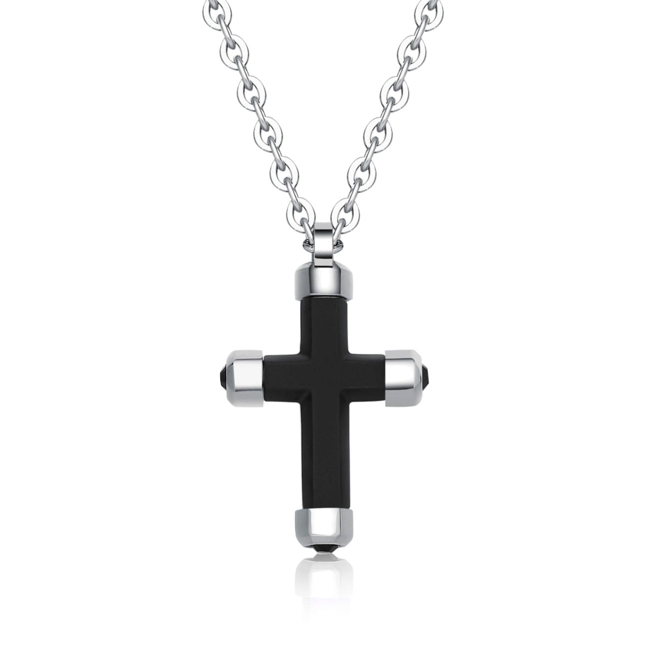 Crux Black Cross Necklace (Silver-Black) | Brosway Italia | Luby 