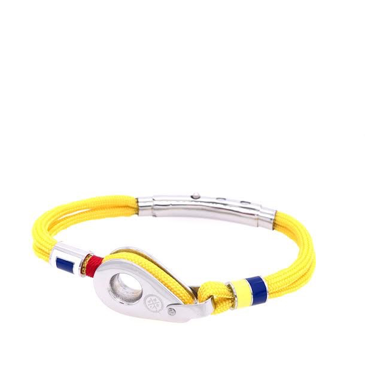 Yellow Double Cord with Silver Pulley and Nautical Flags Charms Bracelet (Yellow/Silver) | Seaknots | Luby 