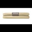 Brazalete de cuero desnudo de doble vuelta (plata/crema claro)