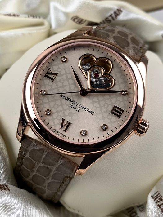 Ladies Automatic Double Heartbeat (Rose-Gold/Brown) | Frederique Constant | Luby 