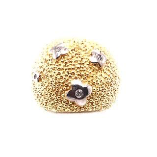 3D Flowers Ring With Yellow Plated