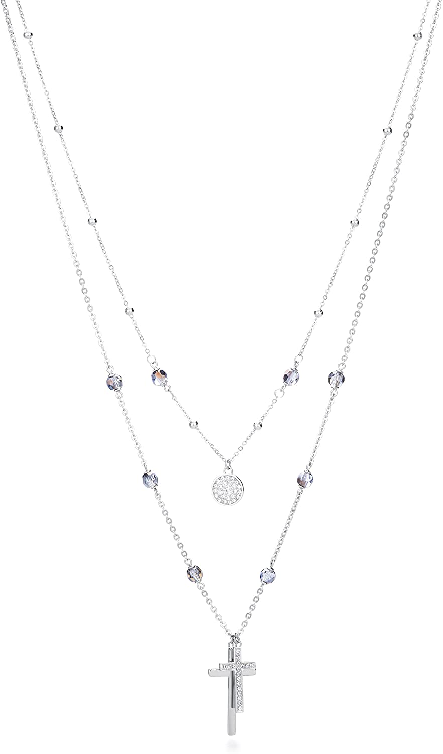 Dogma Cross Steel Pendant Necklace (Silver) | Brosway Italia | Luby 