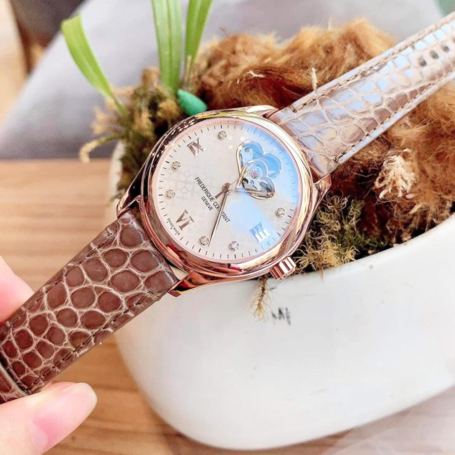 Ladies Automatic Double Heartbeat (Rose-Gold/Brown) | Frederique Constant | Luby 