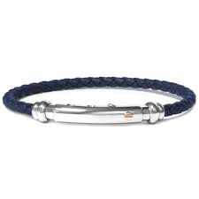 Black Leather Rope Bangle With Natural Stainless Steel | BORSARI | Luby 