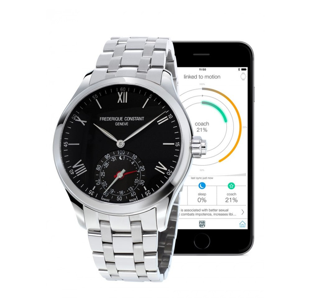 Horological Smartwatch Gents Classics (Silver-Black) | Frederique Constant | Luby 