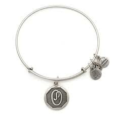 Letter O Charm Bangle Bracelet (Silver)