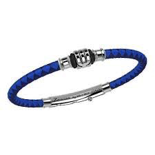 Blue Two-Tone Charm Leather Bracelet | Zancan | Luby 