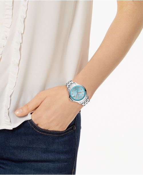 Three Hand Date Women's Watch (Silver/Blue) | Fossil | Luby 