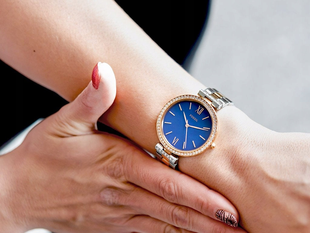Ladies Madeline Watch (Rose-Gold/Silver/Blue) | Fossil | Luby 