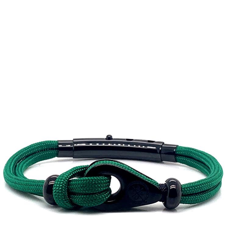 Green Double Cord with Black Pulley and Beads Bracelet (Green/Black) | Seaknots | Luby 