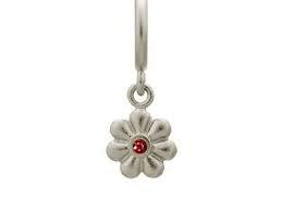 Abalorio de punto de ensueño con flor de granate (plata/rojo)