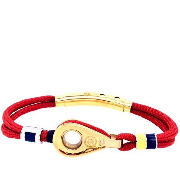 Red Double Cord with Gold Pulley and Nautical Flags Charms Bracelet (Red/Gold) | Seaknots | Luby 