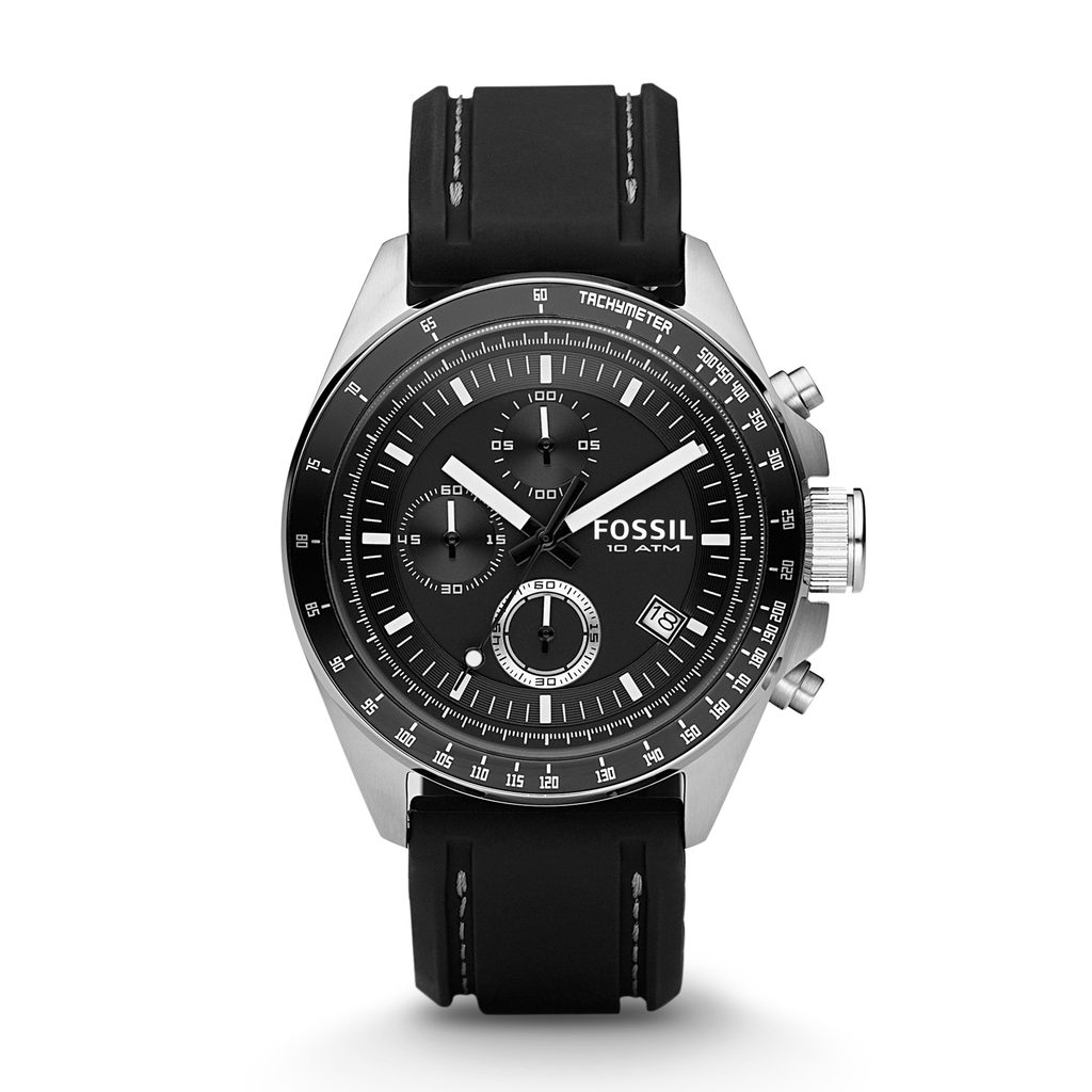 Decker Chronograph Watch (Silver/Black) | Fossil | Luby 