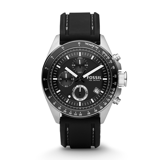 Decker Chronograph Watch (Silver/Black) | Fossil | Luby 