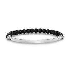 Glam Love Bridge Obsidian Stones Bracelet (Silver/Black) | Thomas Sabo | Luby 