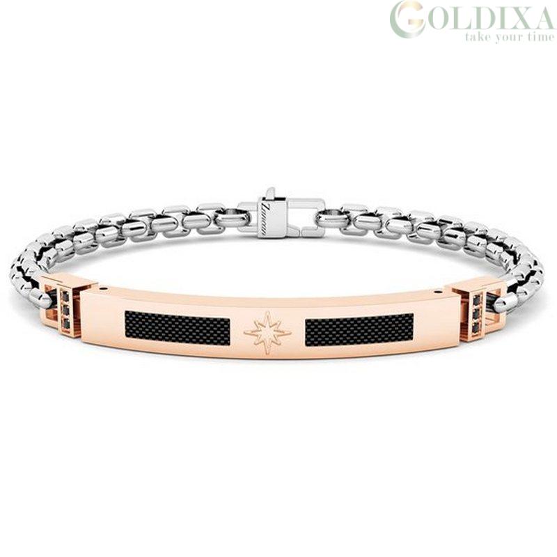 Zancan Stainless Steel Rose Gold with Carbon Fiber Bracelet | Zancan | Luby 