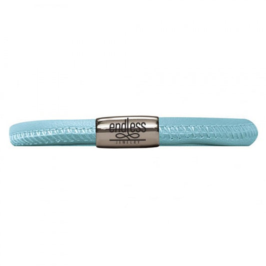 Light Blue Single Wrap Leather Bracelet (Silver/Light Blue) | Endless Jewelry | Luby 