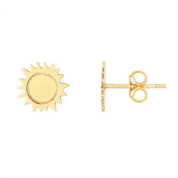 14K Gold Polished Sun Stud Earring | Luby Gold Collection | Luby 