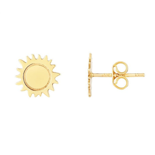 14K Gold Polished Sun Stud Earring | Luby Gold Collection | Luby 